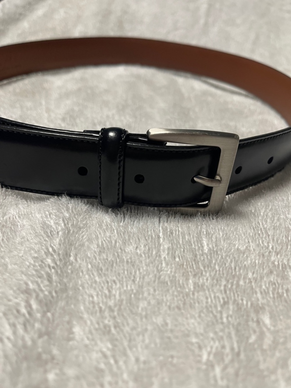 Coach Men's Reversible Black/Brown Leather Belt with Brushed Silver Buckle